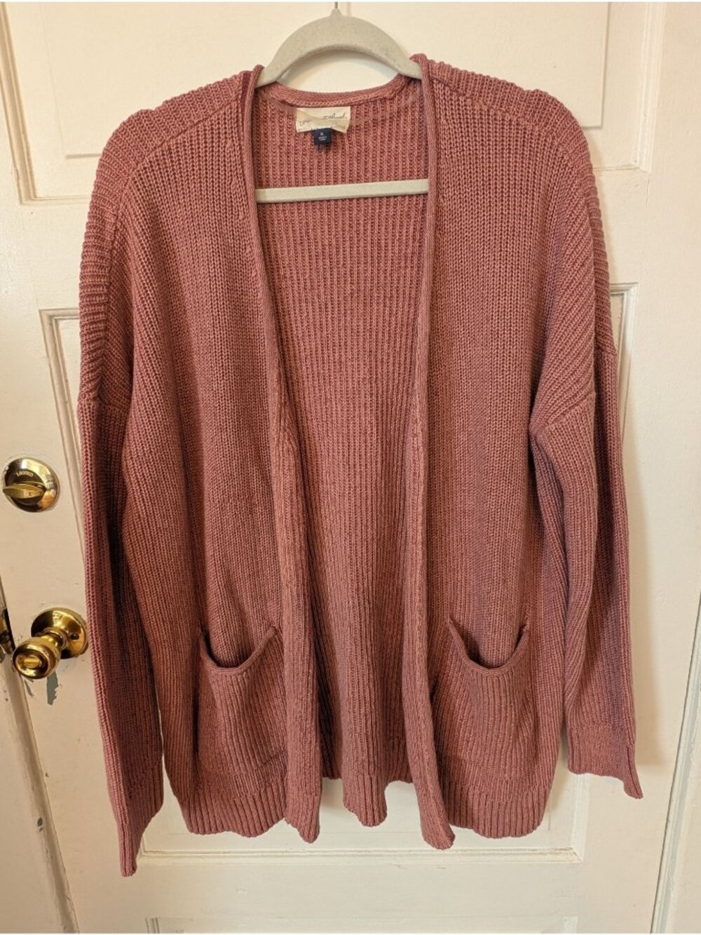 Universal Thread Open-front Ribbed Knit Cardigan Dusty Rose Size XL Cozy Cottage